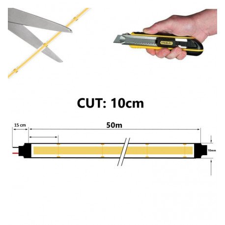 Tira LED COB 220V 16W/m IP67 corte 10cm 560 LED/m