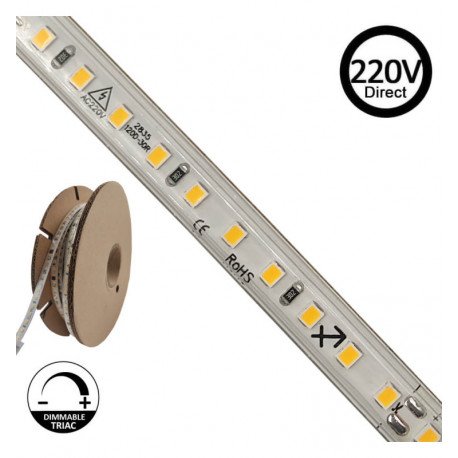 Tira LED 220V 8W/m IP65 exterior SMD2835 120 LED/m corte 10cm