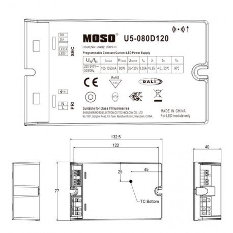 LED-paneel 60x60 40W DALI-2 dimbaar programmeerbaar