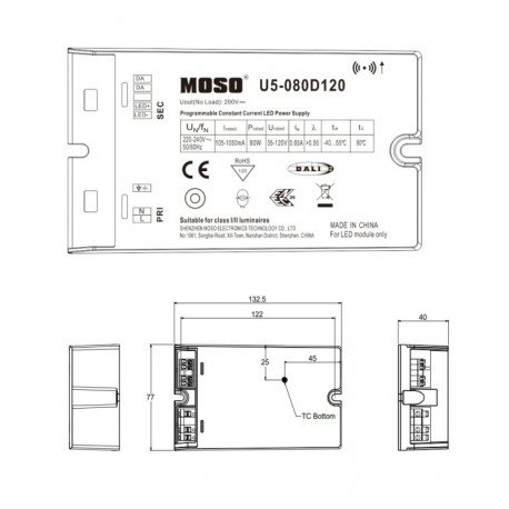 LED Driver 80W MOSO U5 DALI-2 & NFC Dimmable