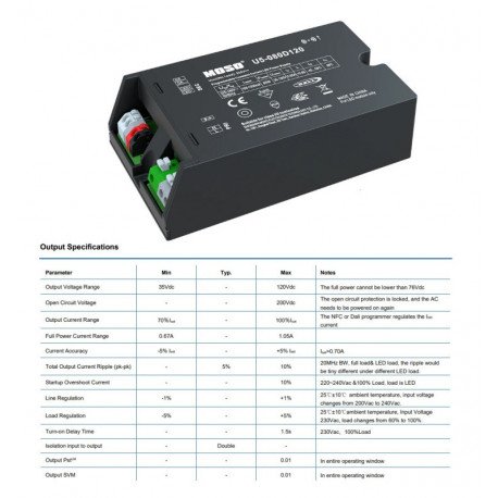 LED-driver 80W MOSO U5 DALI-2 en NFC dimbaar programmeerbaar