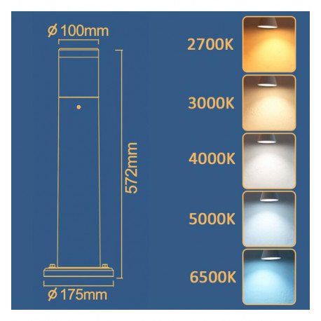 Led-baliza rond 9W voor buiten 57 cm 5CCT