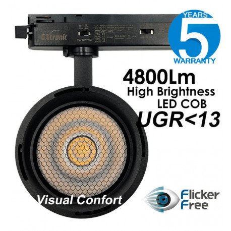 Led schijnwerper monofasig 40W-28W Roma zwart 24º-60º UGR13