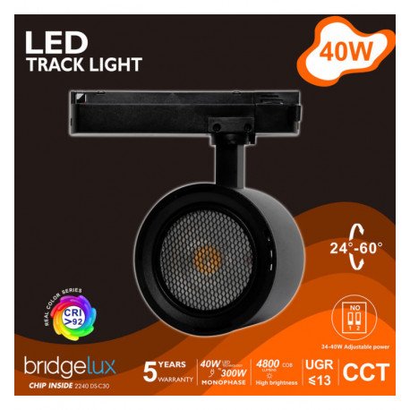 Led schijnwerper monofasig 40W-28W Roma zwart 24º-60º UGR13