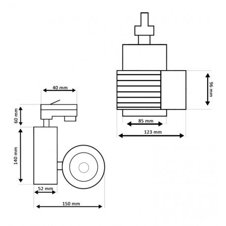 Led-schijnwerper 40W voor 1-fase rails 3CCT 4400 lm CRI+98 Bridgelux