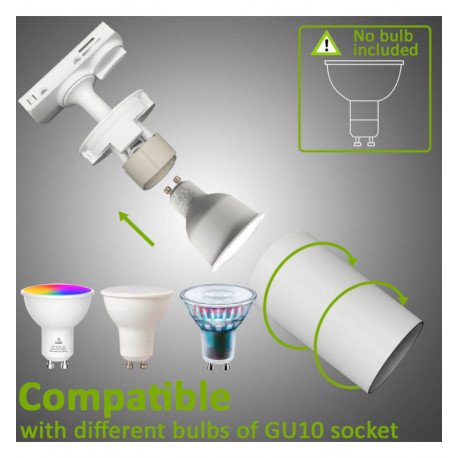 LED Track Light GU10 Single-Phase Adjustable White