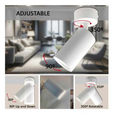 Aplique LED de techo orientable HOORN blanco para GU10