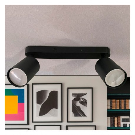 Draaibare led-plafondlamp ROTERDAM zwart voor 2x GU10 aluminium