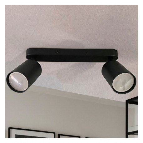 Draaibare led-plafondlamp ROTERDAM zwart voor 2x GU10 aluminium