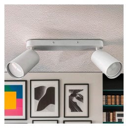 Plafond-wandlamp (inbouw) LED 2xGU10 draaibaar aluminium wit voor binnen