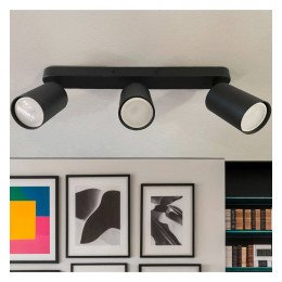 Draaibare led-plafondinbouwlamp 3x GU10 zwart aluminium voor interieur