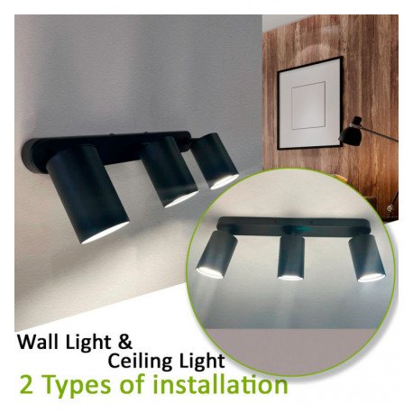 Draaibare led-plafondinbouwlamp 3x GU10 zwart aluminium voor interieur