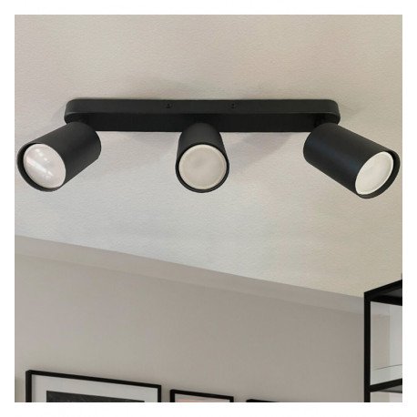 Aplique LED de techo orientable 3 GU10 negro aluminio para interior