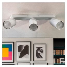 Led plafondwandlamp draaibaar 3xGU10 aluminium wit