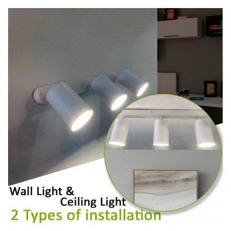 Aplique LED de techo orientable 3xGU10 para techo en aluminio blanco