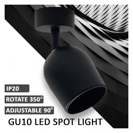 Aplique LED de techo orientable techo negro para 1 GU10