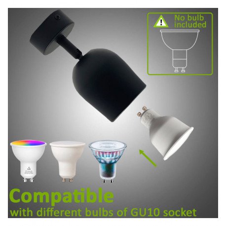 Aplique LED de techo orientable techo negro para 1 GU10