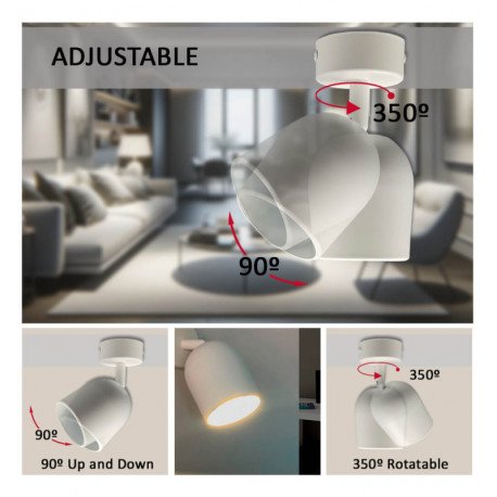 Plafond-wandarmatuur LED kantelbaar LEIDEN wit voor GU10
