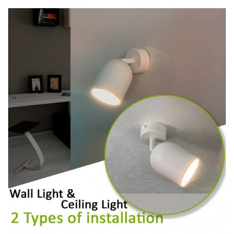 Plafond-wandarmatuur LED kantelbaar LEIDEN wit voor GU10