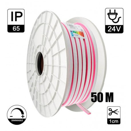 Tira Neón LED flexible 24V 13W/m para rótulos rosa