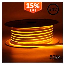Tira Neón LED Flexible 24V 13W/m para decoración naranja
