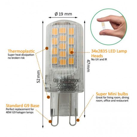Bombilla LED G9 4,2W chip Lumileds 470 lm 360º