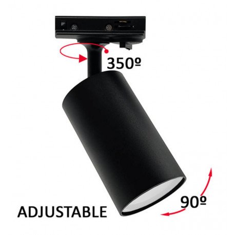 Led-railspot 10W monofase draaibaar zwart met GU10