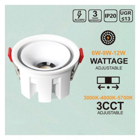 LED Downlight Luxury 3CCT UGR11 CRI+92 6W-9W-12W