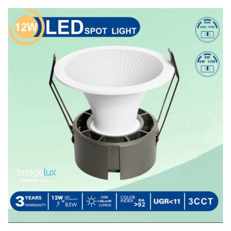 LED Downlight Recessed 6W-9W-12W UGR11 3CCT CRI+92