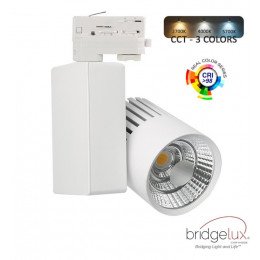 LED-schijnwerper 40W voor 3-fase rails 3CCT Bridgelux 4400 lm CRI+98