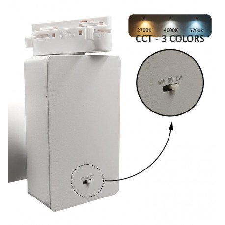 LED-schijnwerper 40W voor 3-fase rails 3CCT Bridgelux 4400 lm CRI+98