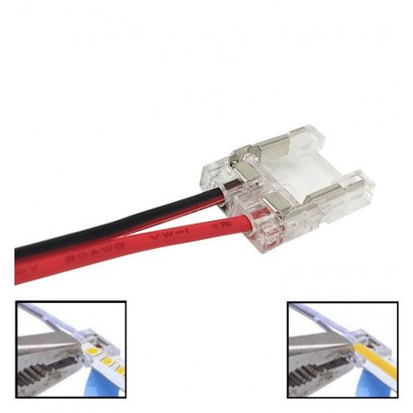 Transparante connector ledstrip COB en SMD 10mm IP20 zonder solderen
