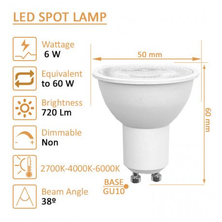 Bombilla LED GU10 6W 38° OSRAM Chip DURIS E sin flicker