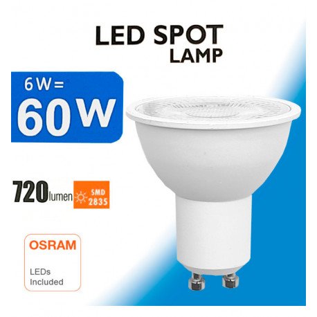 Bombilla LED GU10 6W 38° OSRAM Chip DURIS E sin flicker