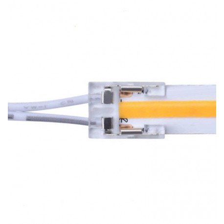 Conector transparente tiras LED COB y SMD 10mm IP20 sin soldar