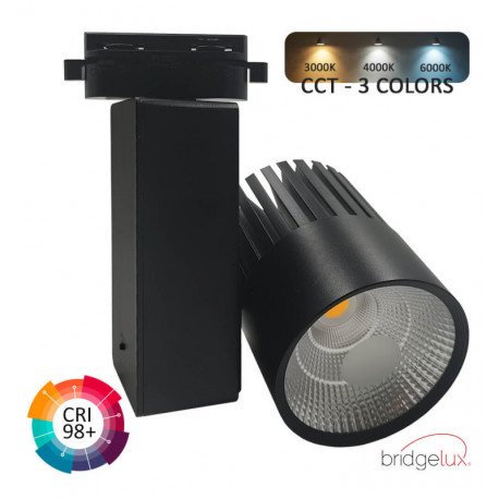 LED schijnwerper voor rail monofase 40W GRAZ zwart 3CCT CRI+98
