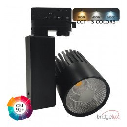 Led-schijnwerper 40W 3-fase rail zwart 3CCT CRI+92 Bridgelux