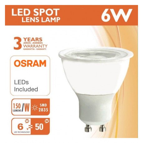 Bombilla LED GU10 6W 38° OSRAM Chip DURIS E sin flicker