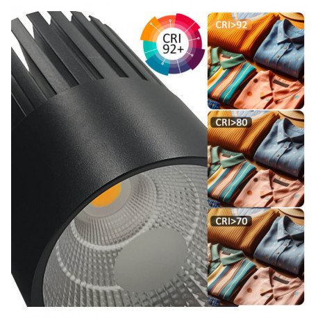 Led-schijnwerper 40W 3-fase rail zwart 3CCT CRI+92 Bridgelux