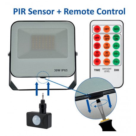 Proyector LED 50W exterior Aurora con PIR y control remoto