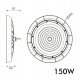 LED UFO high-bay 150W industriële Campana 3CCT 90º zonder flikkering