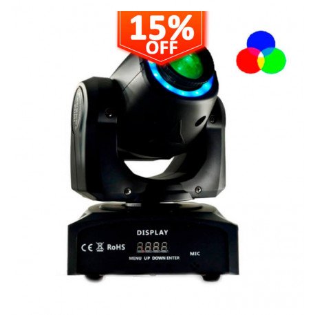 Led-schijnwerper 30W Boston mobiel DMX 7 kleuren en 7 gobos