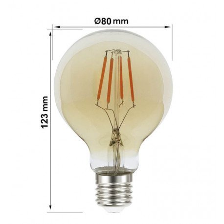 LED Filament Vintage Bulb 6W E27 G80 Gold Dimmable
