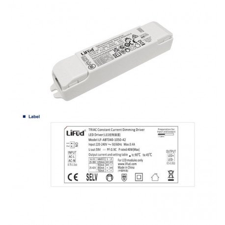 LED-driver TRIAC dimbaar Lifud 25-42V zonder flikkering tot 40W