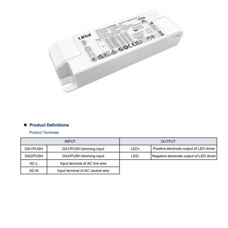 LED-driver DALI/PUSH 9-42V 700-1050mA no flicker tot 40W