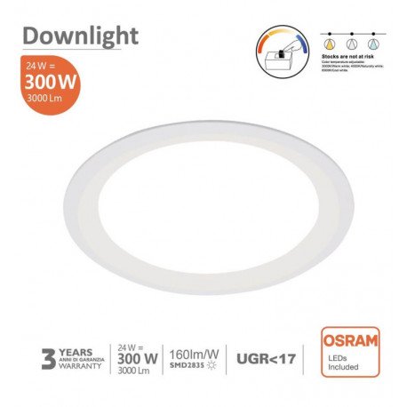 Downlight LED 24W circular regulable UGR17 driver LIFUD OSRAM