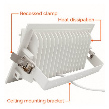 LED-schijnwerper 40W rechthoekig kantelbaar 3CCT 120° zonder flikkeren