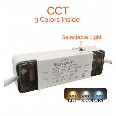 LED-schijnwerper 40W rechthoekig kantelbaar 3CCT 120° zonder flikkeren