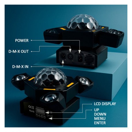 LED-schijnwerper 80W PRO BEAM RGBW met laser en DMX512