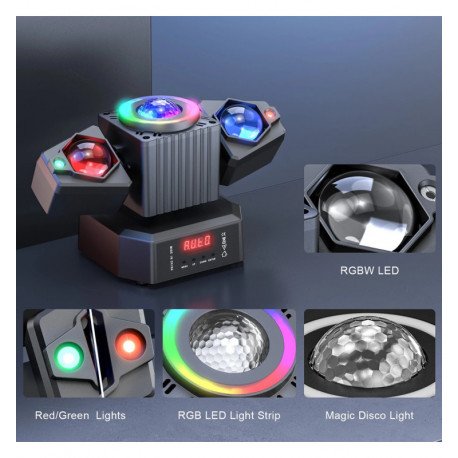 LED-schijnwerper met bewegend kop 50W RGBW, laser en DMX512 (19CH)